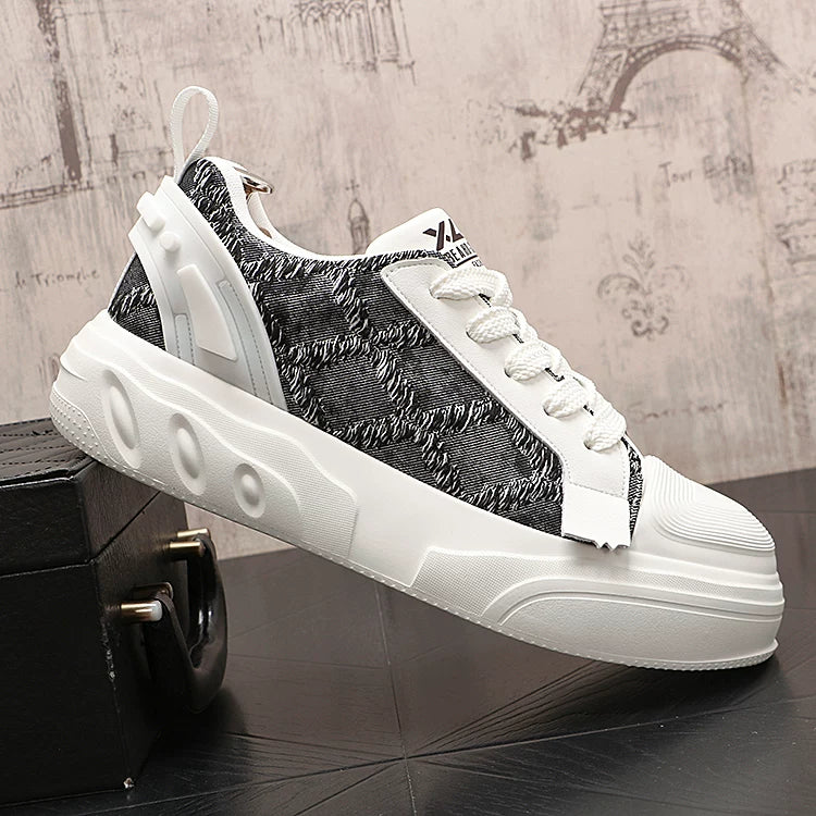 Men's Low-Top Canvas Athletic Casual Versatile Trendy White Sneakers