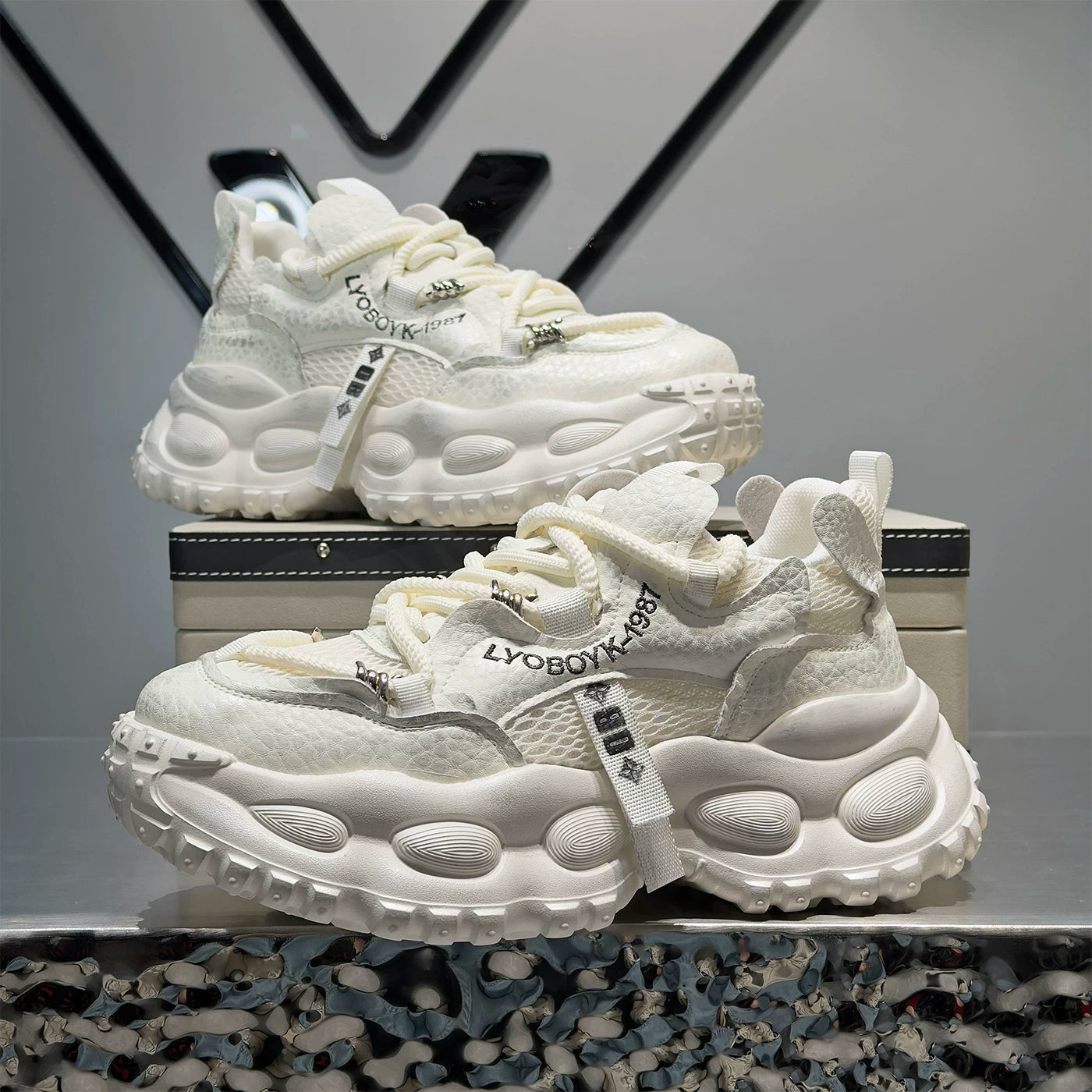 Men's Platform Breathable Mesh Trendy Chunky Dad Sneakers 2026 Summer New
