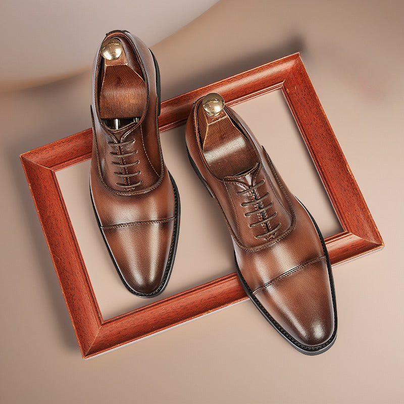 Cross-border 2026 spring/autumn three-panel leather dress shoes for men - anti-slip, business formal