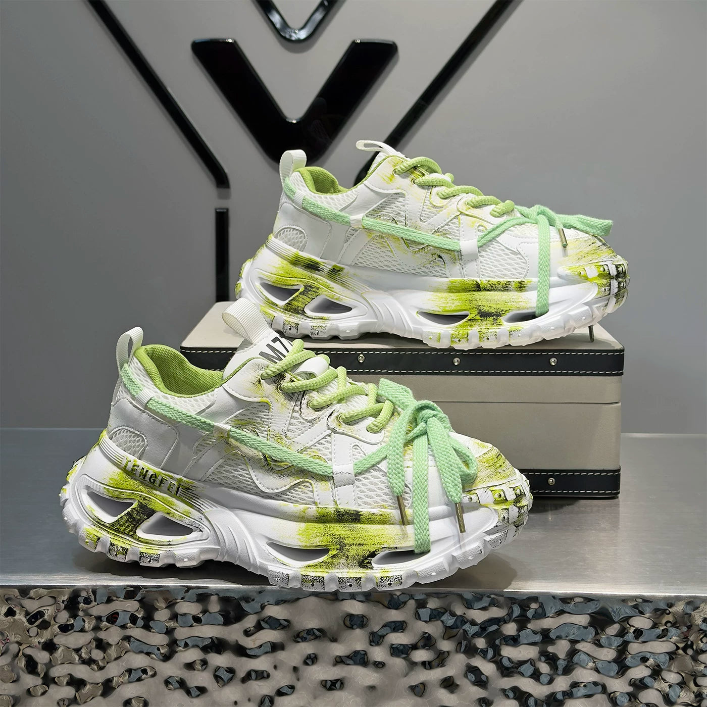 Men's Height-Increasing Platform Breathable Mesh Trendy Chunky Dad Sneakers