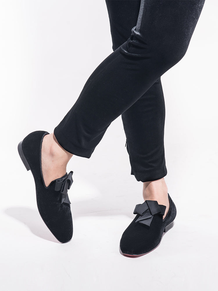 New handmade European and American banquet velvet men's formal shoes wedding party black penny loafers for men