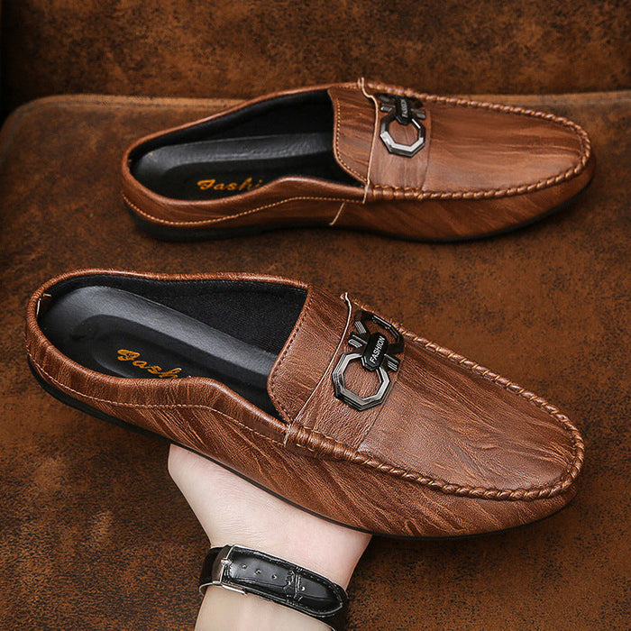 025 new bean shoes men's shoes breathable half-drag lazy shoes in spring Korean casual shoes with a pedal tide brand shoes