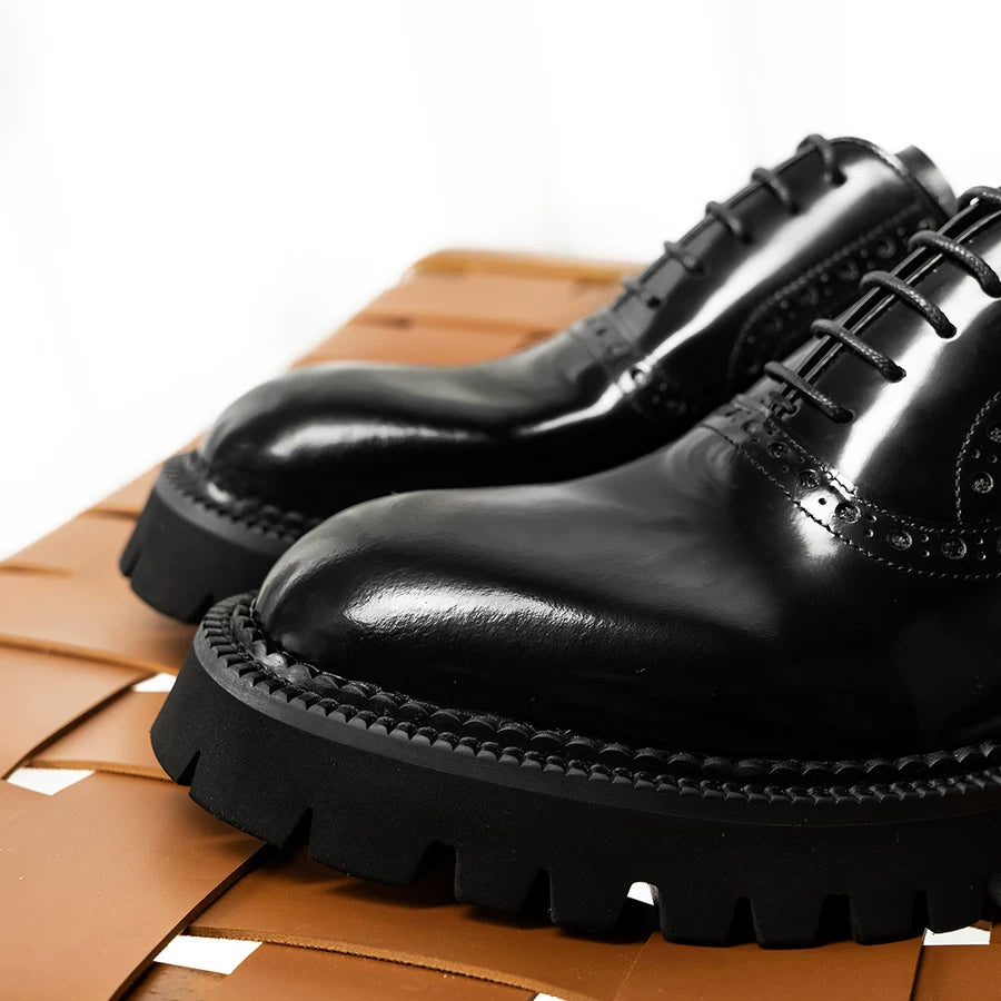 Men's Genuine Leather Leather Shoes, Height Increasing, Thick Sole