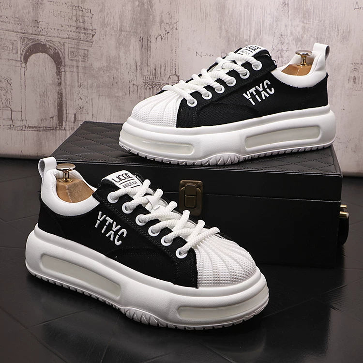 Men's Platform Height-Increasing Breathable White Sneakers Casual Summer New