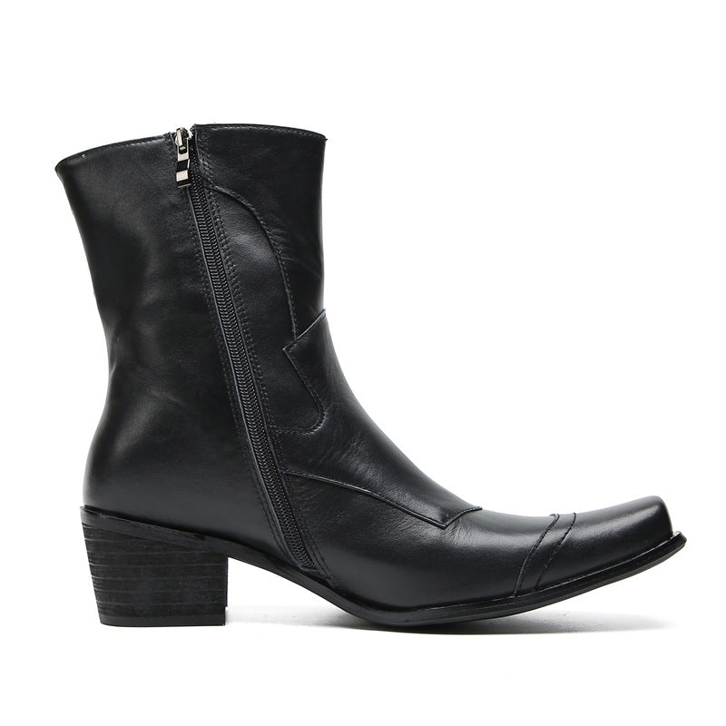 Cowhide high-top Mongolian riding boots cowhide men's boots trendy motorcycle boots retro Martin boots breathable work boots knight boots