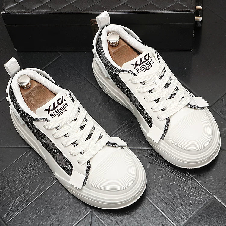 Men's Low-Top Canvas Athletic Casual Versatile Trendy White Sneakers