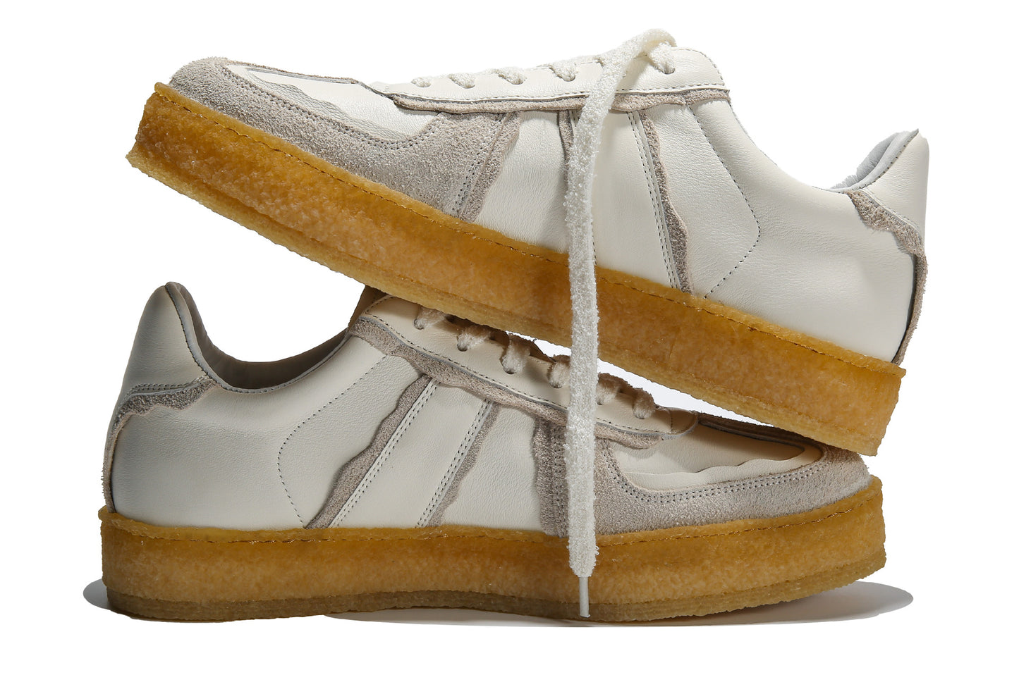 European station 2024 autumn men's fashion sneakers: retro german army trainers, genuine leather, versatile color block design, trendy casual skate shoes