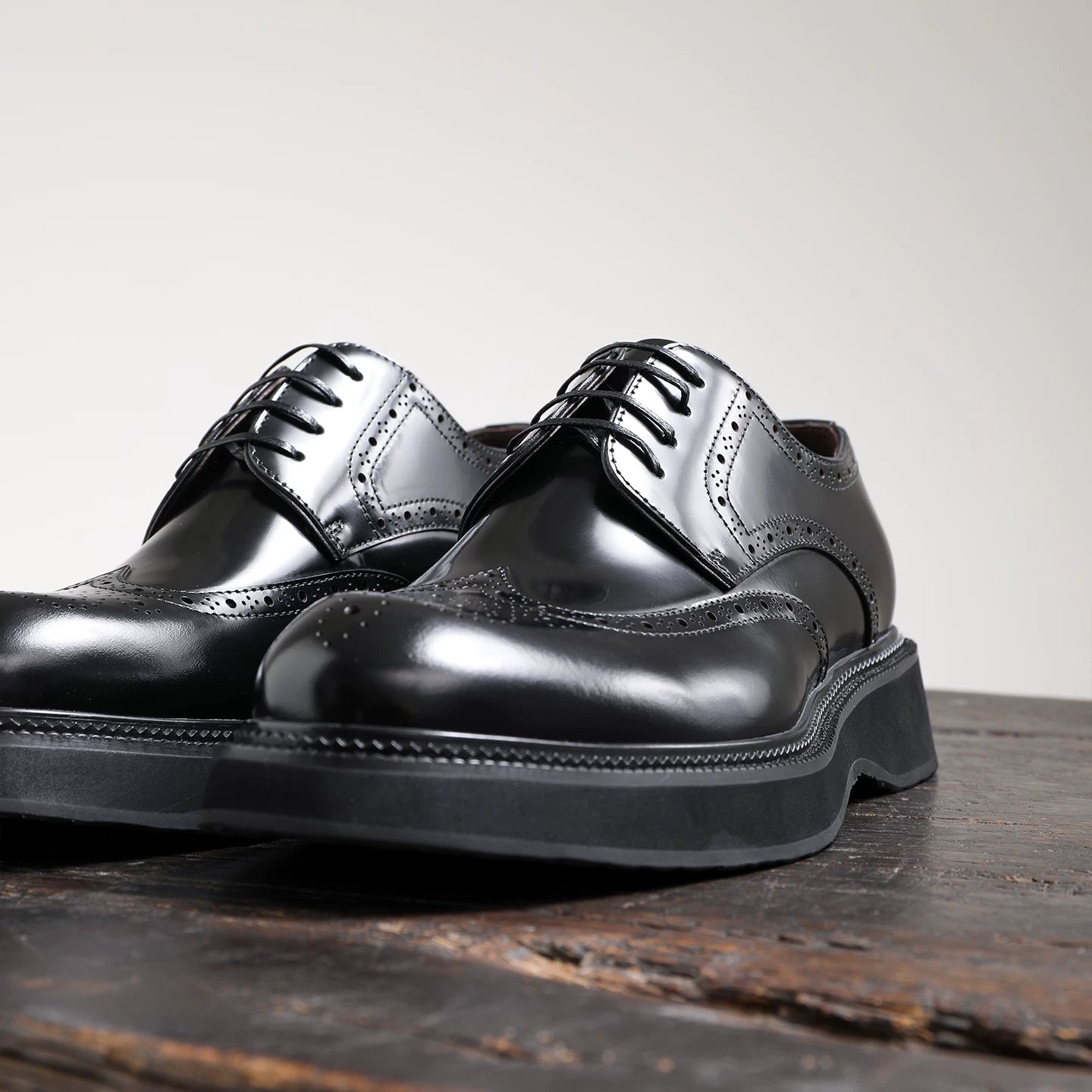 Men's Genuine Leather Derby Shoes, Height Increasing, Thick Sole