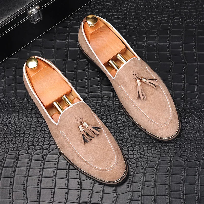 Men's Suede Loafers, Pointed Toe, Slip-On