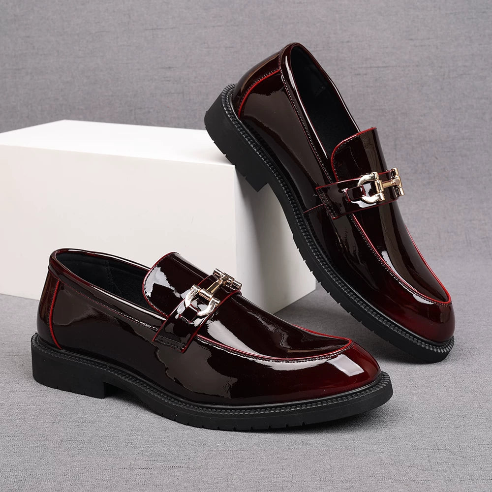 Men's Patent Leather Loafers, Height Increasing, Slip-On