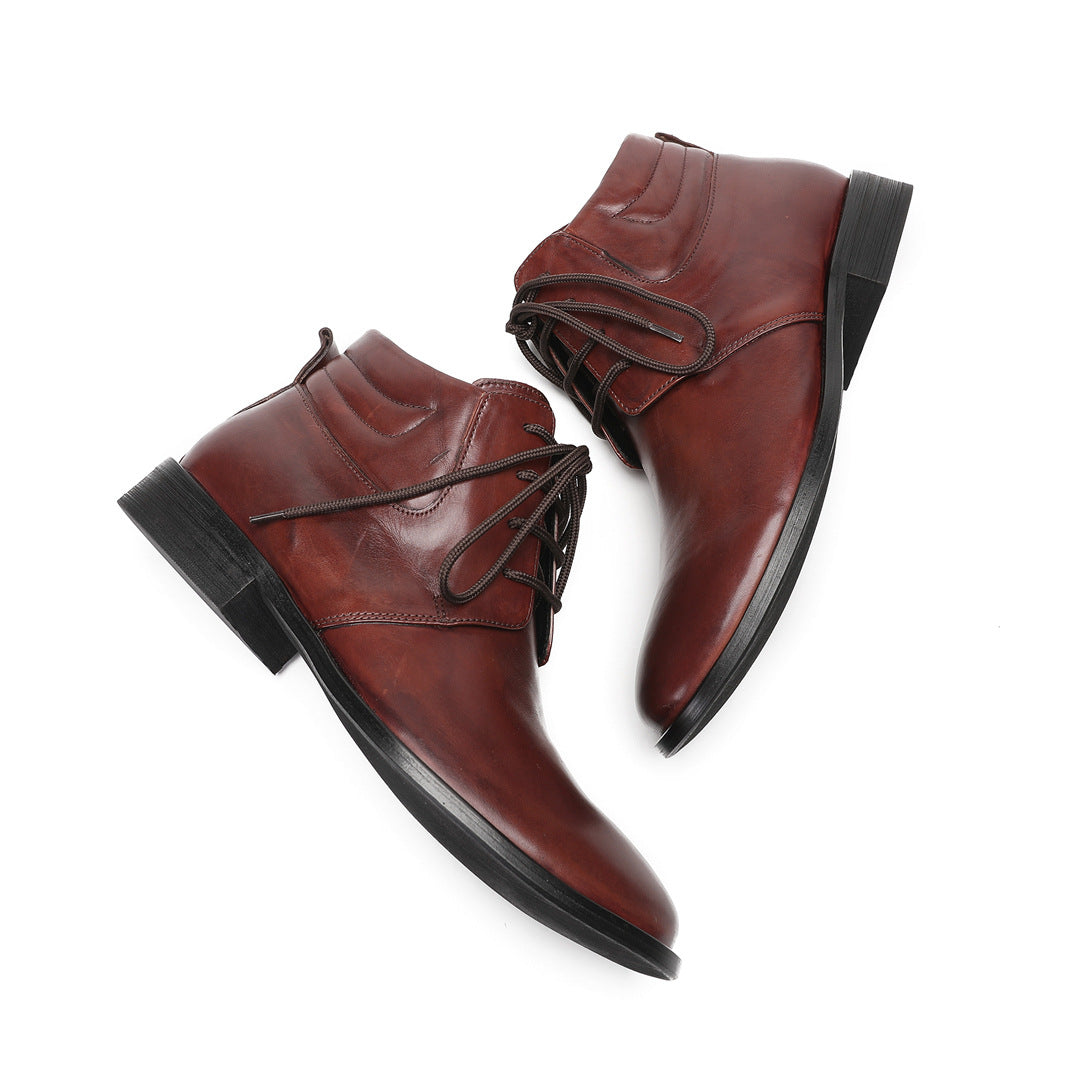 Chelsea Boots Men's Leather British High Top Business Leather Shoes Brock Carved Casual Short Boots Men's Martin Boots