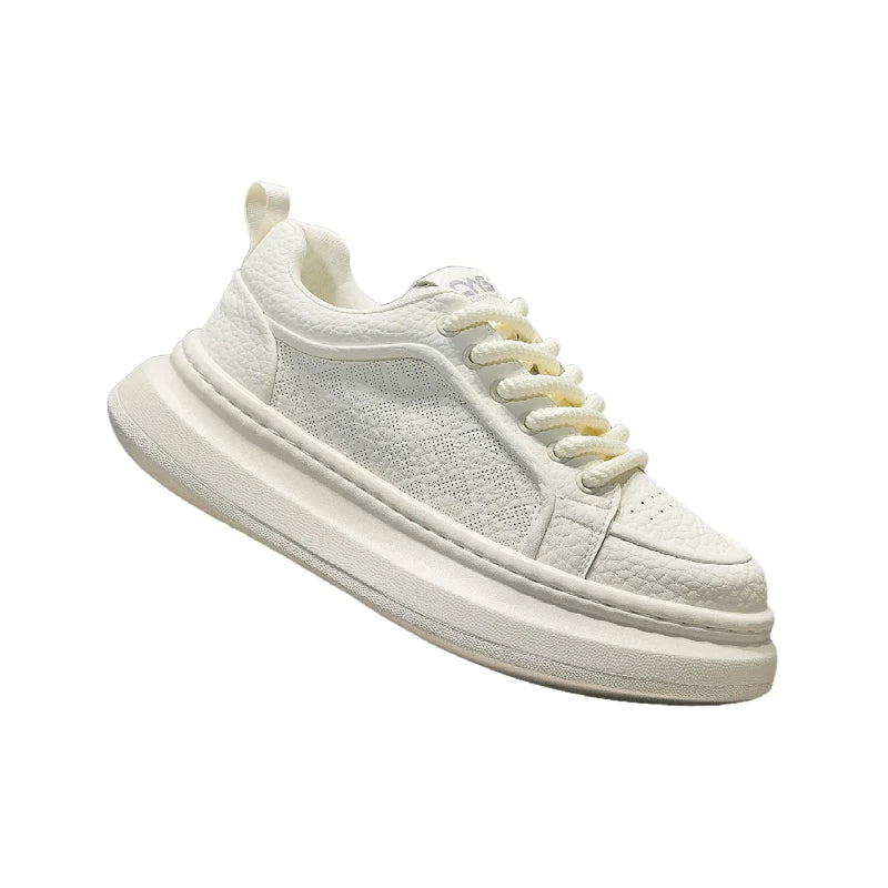 Men's Height-Increasing Platform Breathable Low-Top Trendy White Sneakers