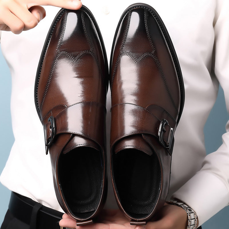 Men's Casual Leather Shoes - Color-Changing Buckle Design 6