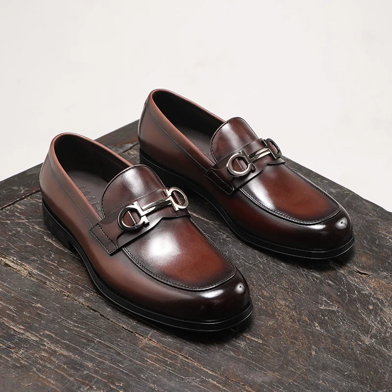 Men's Genuine Leather Loafers, Slip-On, British Style