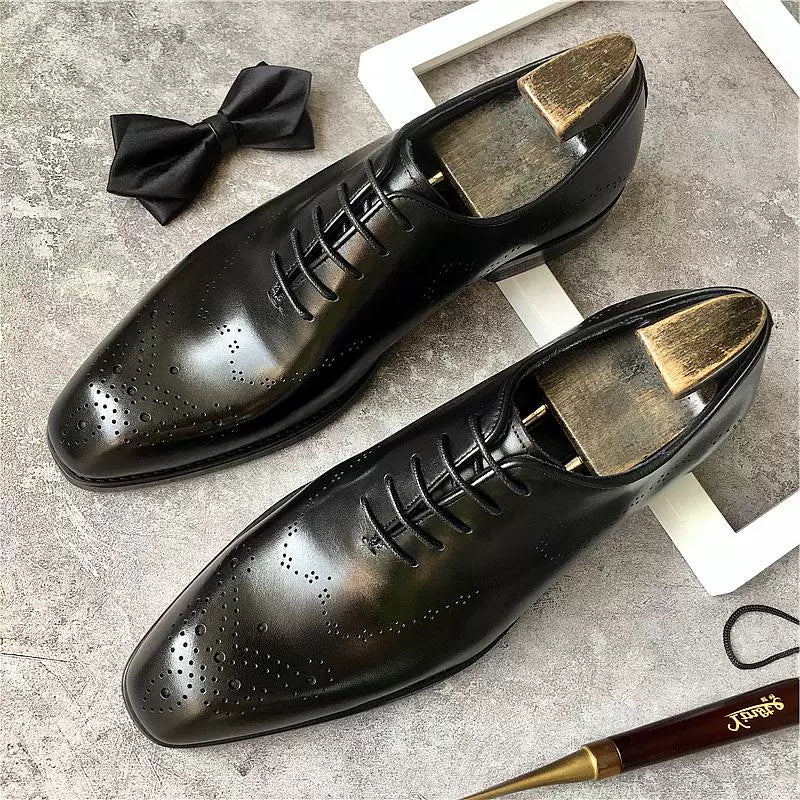 Men's Genuine Leather Oxford Shoes, Handmade, British Style