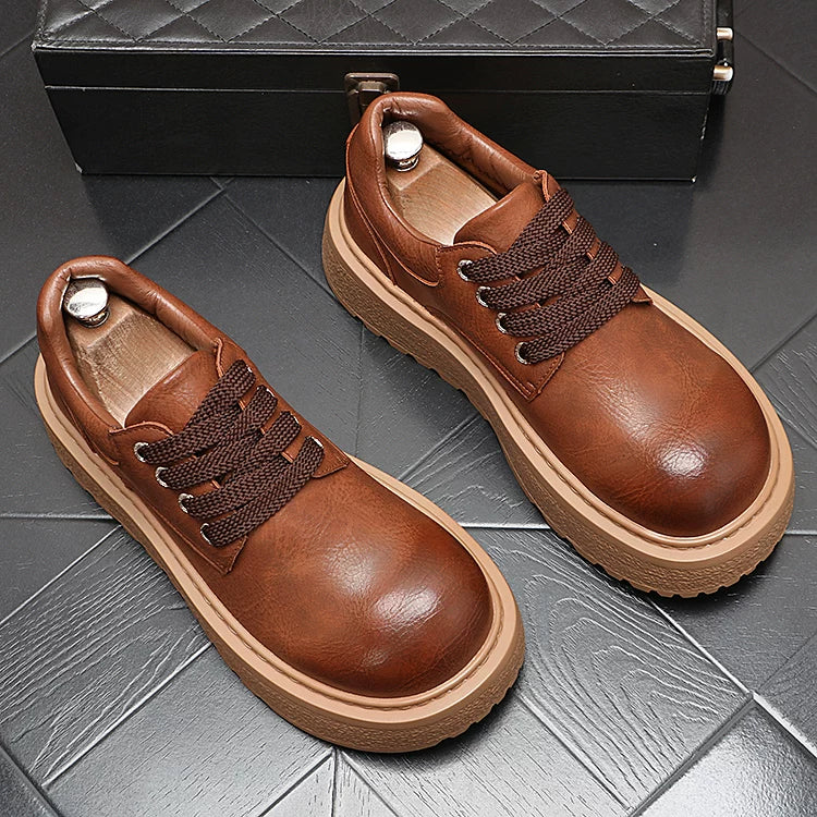 Men's 2026 New Height-Increasing Platform Low-Top Wide-Toe Ankle Boots
