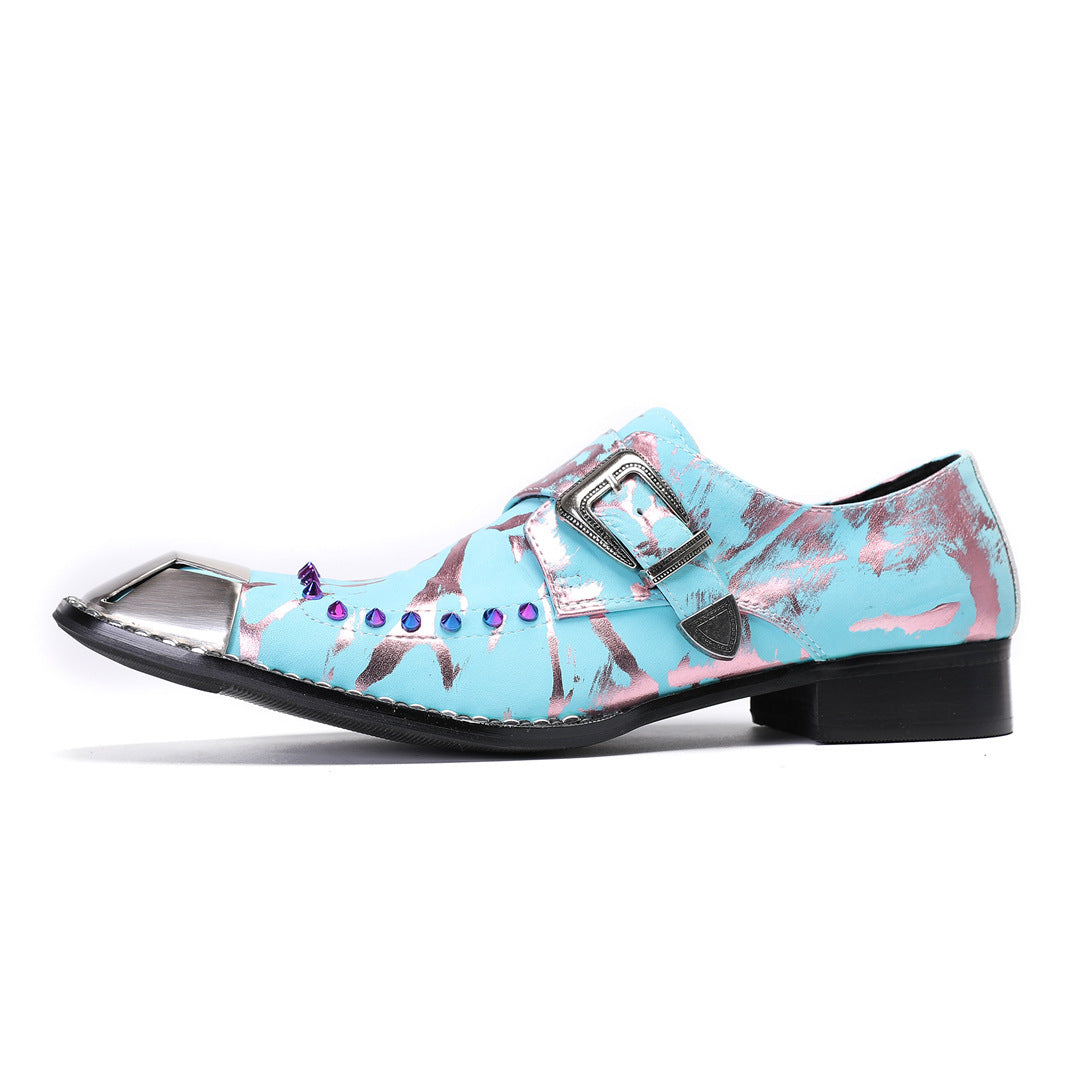 Trendy brand spring spring and autumn pointed leather shoes men's Korean version British business leisure inner height increase men's breathable hair stylist men's shoes