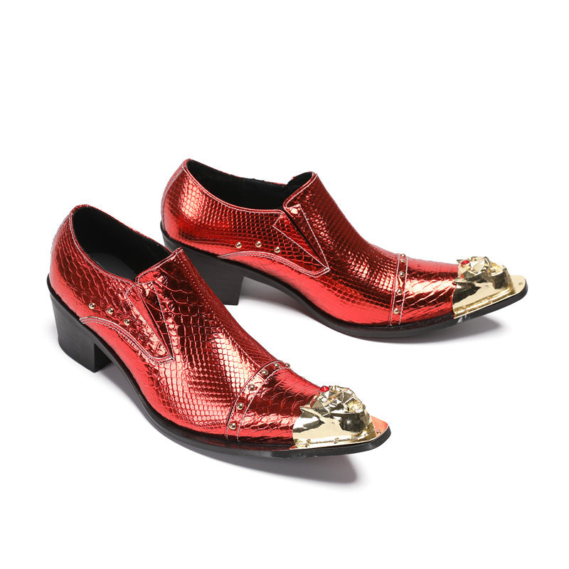 2024 new heightening leather shoes men's formal wear business cowhide high heels wedding groom shoes casual men's shoes large size shoes