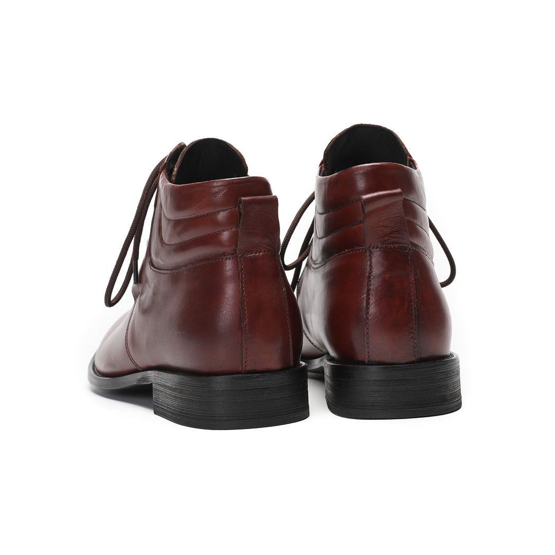 Chelsea Boots Men's Leather British High Top Business Leather Shoes Brock Carved Casual Short Boots Men's Martin Boots
