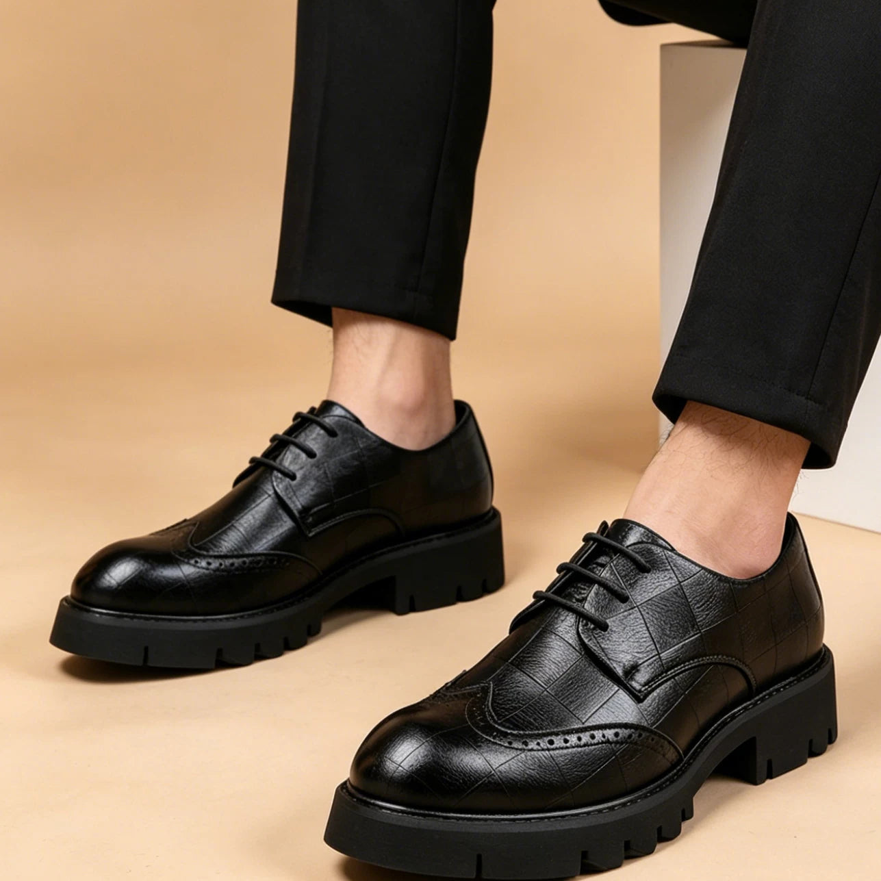 Men's Derby Shoes, Height Increasing, Thick Sole