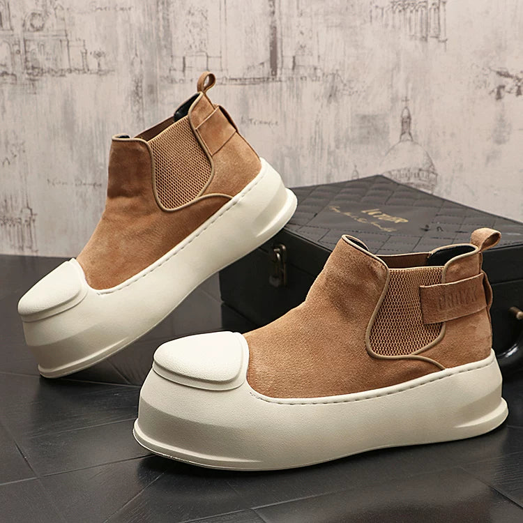 Men's Height-Increasing Platform Slip-On High-Top British-Style Boots 2026 New