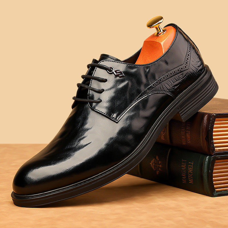 Men's leather shoes - british style, korean trend, casual business formal dress shoes, men's wedding