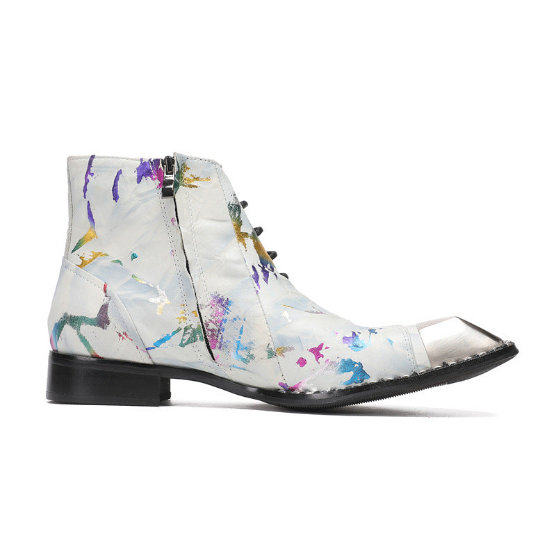 New British style retro old polished handmade shoes cowhide Martin boots trendy boots leather boots soft-soled short boots men's shoes