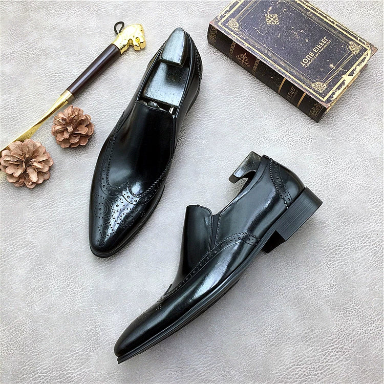 Men's Genuine Leather Loafers, Breathable, Pointed Toe