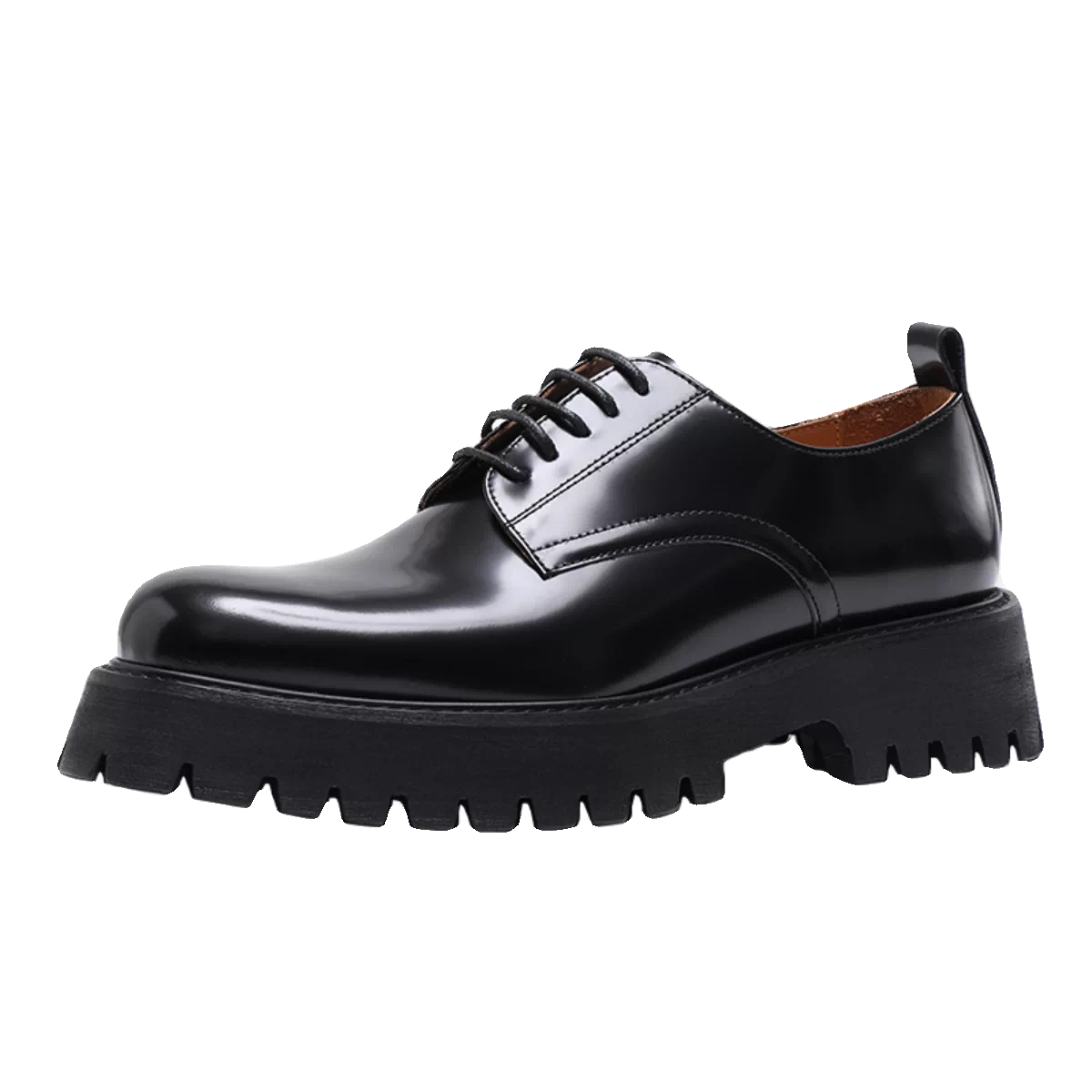 Men's Black Derby Shoes, Height Increasing, Thick Sole
