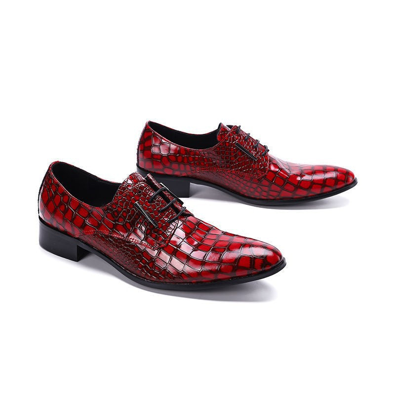 British men's shoes, men's groomsmen's red groom's business formal attire, soft-soled suit, spring casual leather shoes, men's wedding shoes