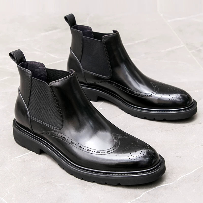 Men's Genuine Leather Chelsea Boots, British Style, Business
