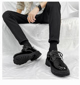 Glossy leather shoes for men, formal business british derby shoes, autum big toe casualtrendy shoes,