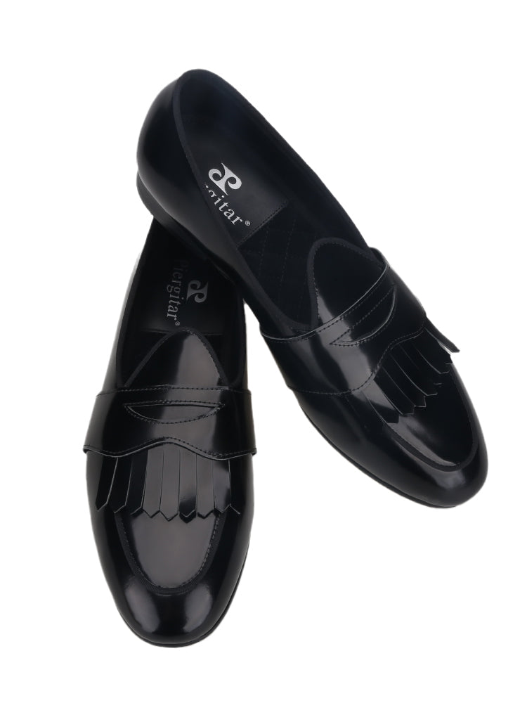 Imported cowhide polished leather slip-on loafers men's leather shoes European and American style wedding party formal wear slip-ons trendy shoes
