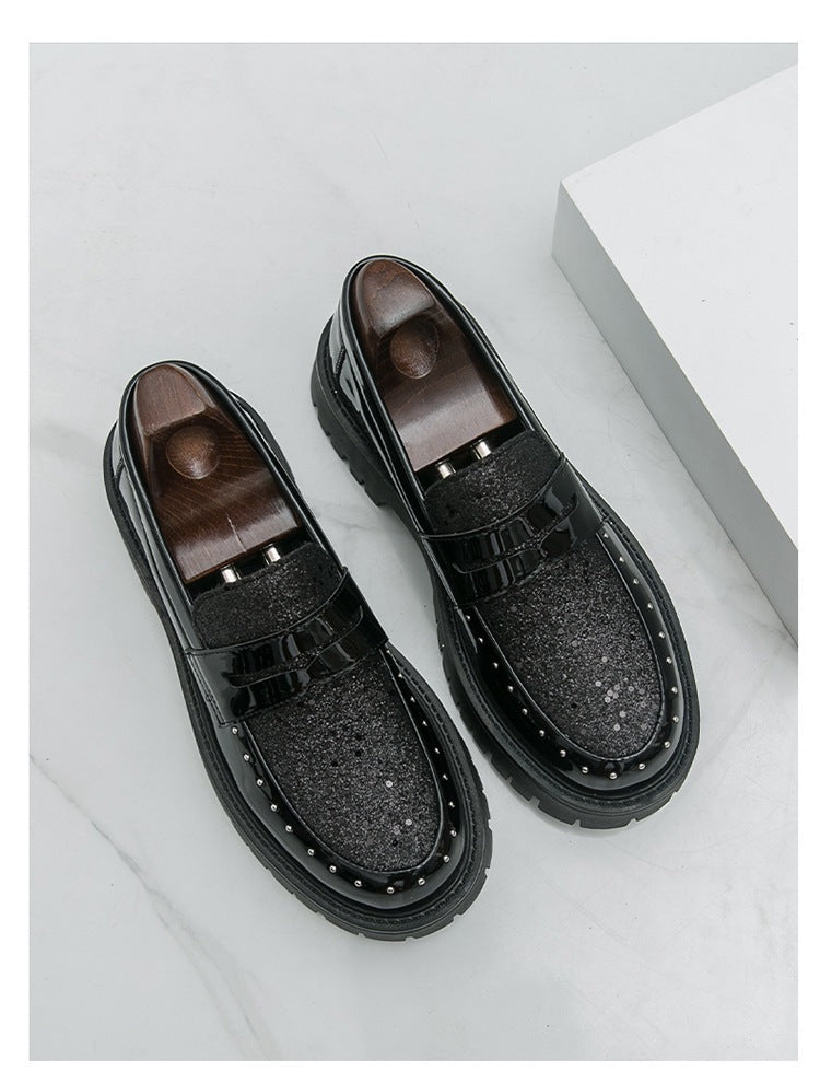 Men's trendy slip-on loafers: chunky sole, height-boosting leather shoes for business, casual, night 7