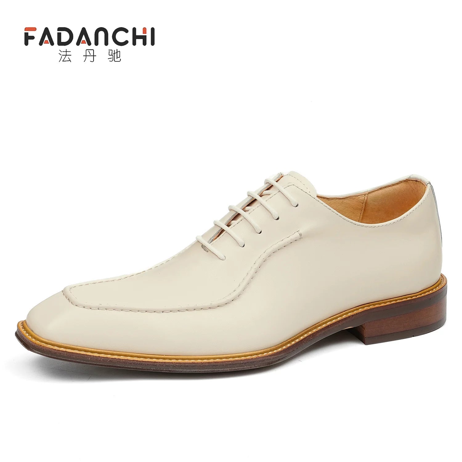 Men's White Genuine Leather Oxford Shoes, Business, Formal