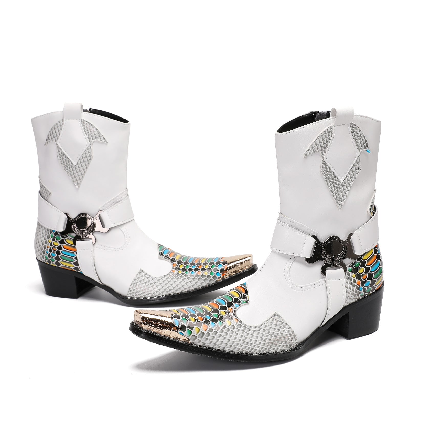 British leather Chelsea boots men's trendy pipe boots men's Martin boots high-top white autumn and winter foreign trade men's shoes
