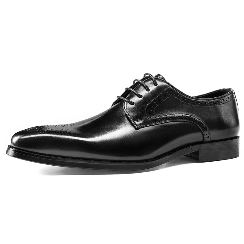 Men's Genuine Leather Wedding Shoes, Square Toe, British Style