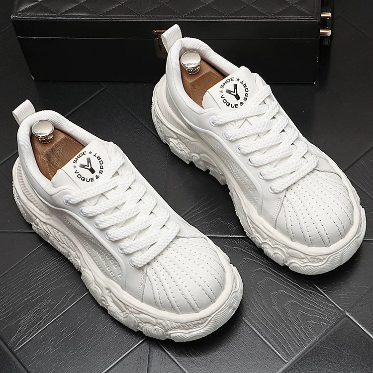 Men's Height-Increasing Lace-Up Low-Top Athletic Casual Trendy Platform Shoes