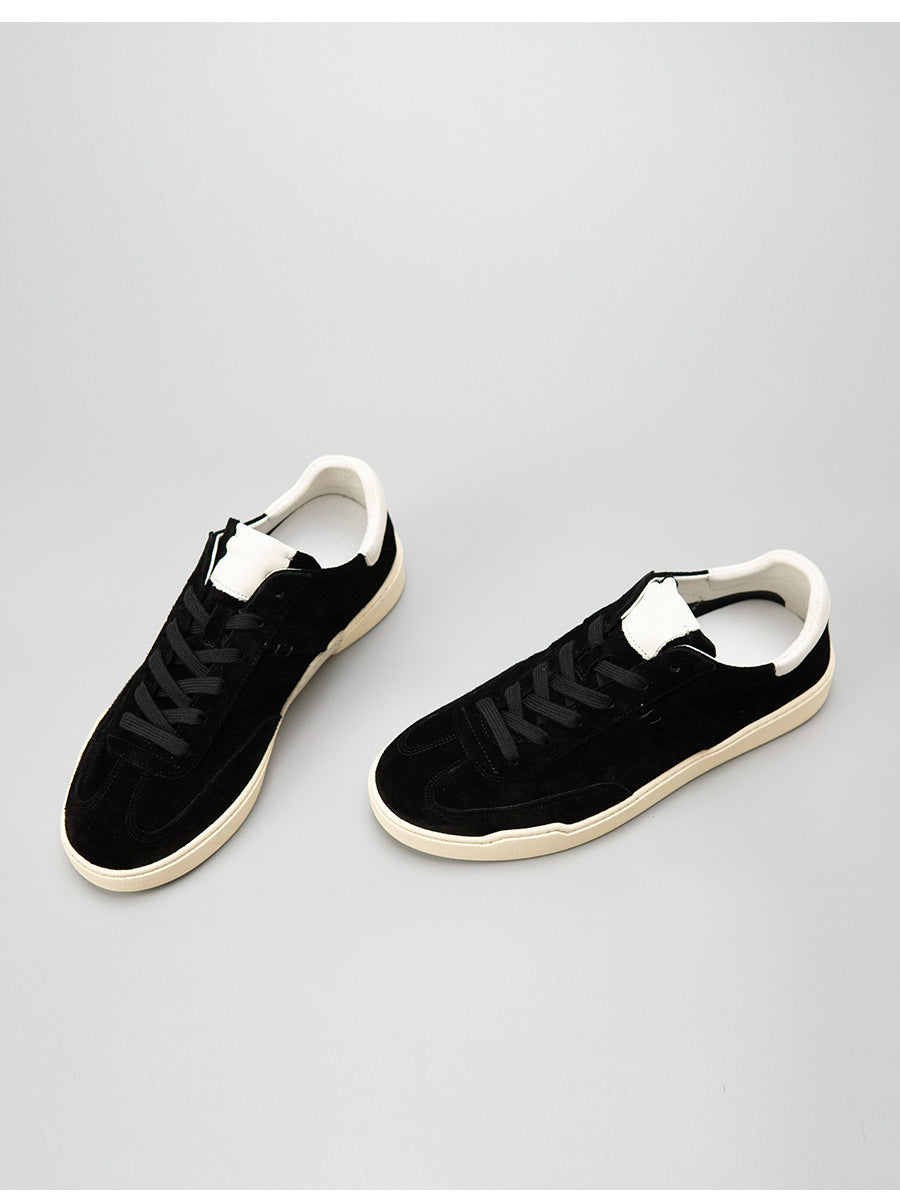 Moxu new arrival shoes black sports casual style sense of design suede cowhide menbest selling genuine leather low-top sneakers