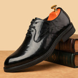 new men's pointed-toe british style dress leather shoes, men's leather shoes, men's lace-up