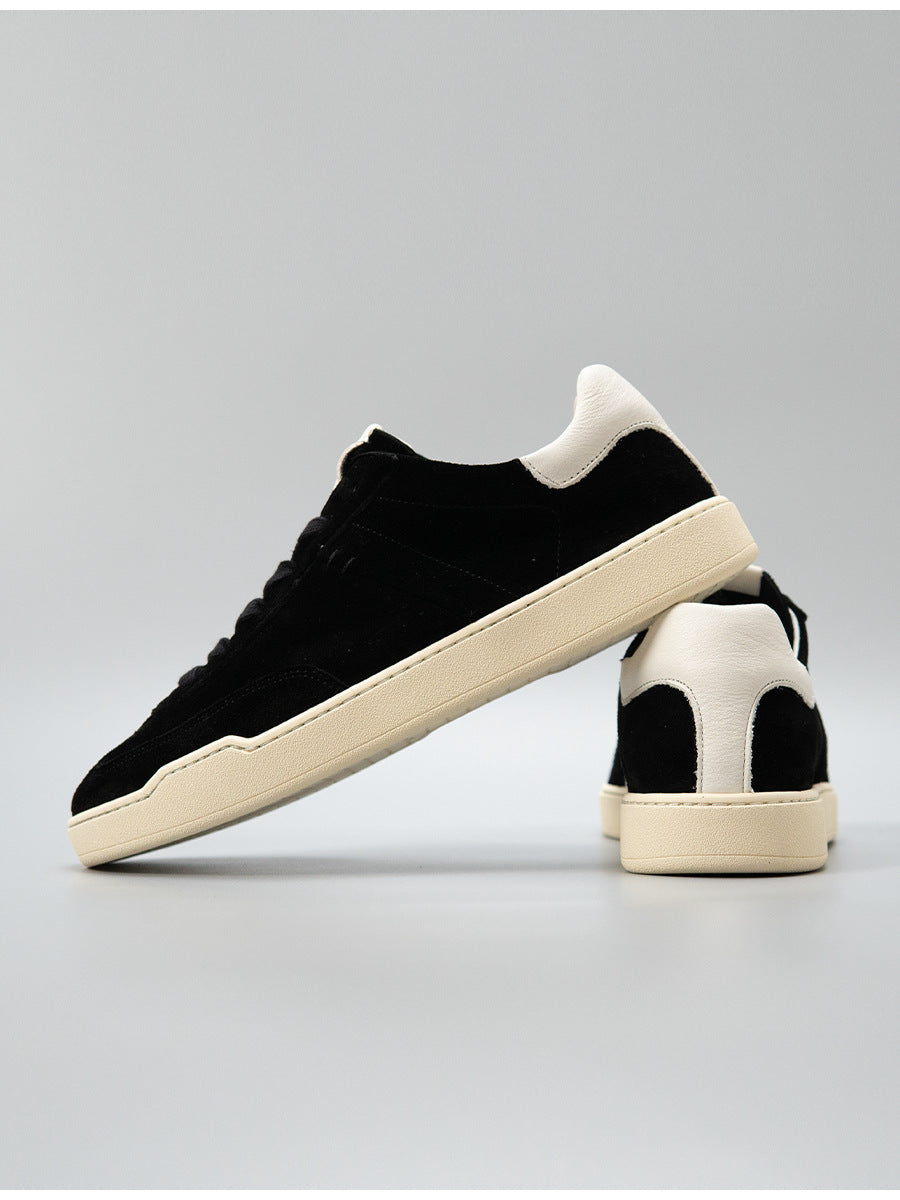 Moxu new arrival shoes black sports casual style sense of design suede cowhide menbest selling genuine leather low-top sneakers
