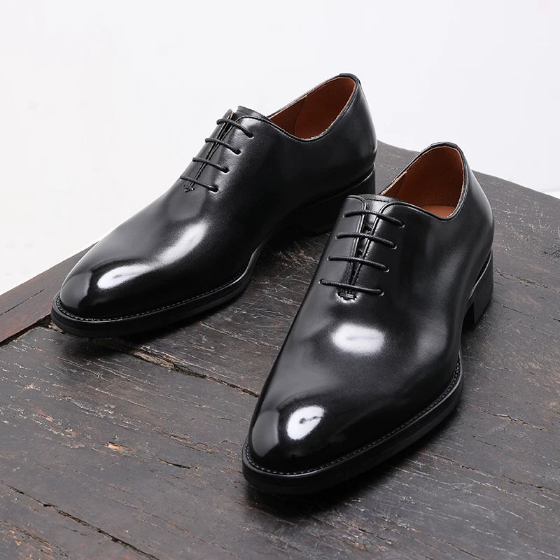 Men's Genuine Leather Oxford Shoes, Handmade, Round Toe