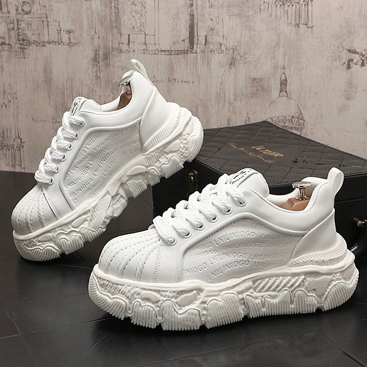 Men's Height-Increasing Lace-Up Low-Top Athletic Casual Trendy Platform Shoes