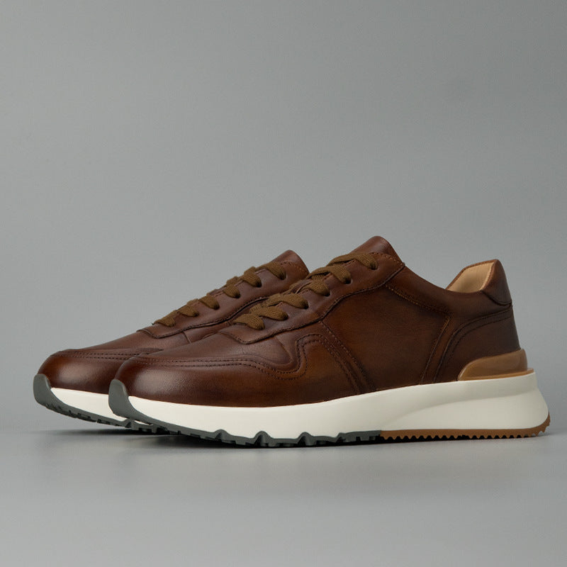 Fashion no. 2 guangzhou thick soleretroclassy handmade shoes genuine leather first layer cowhide argan shoes sports men's trendy shoes