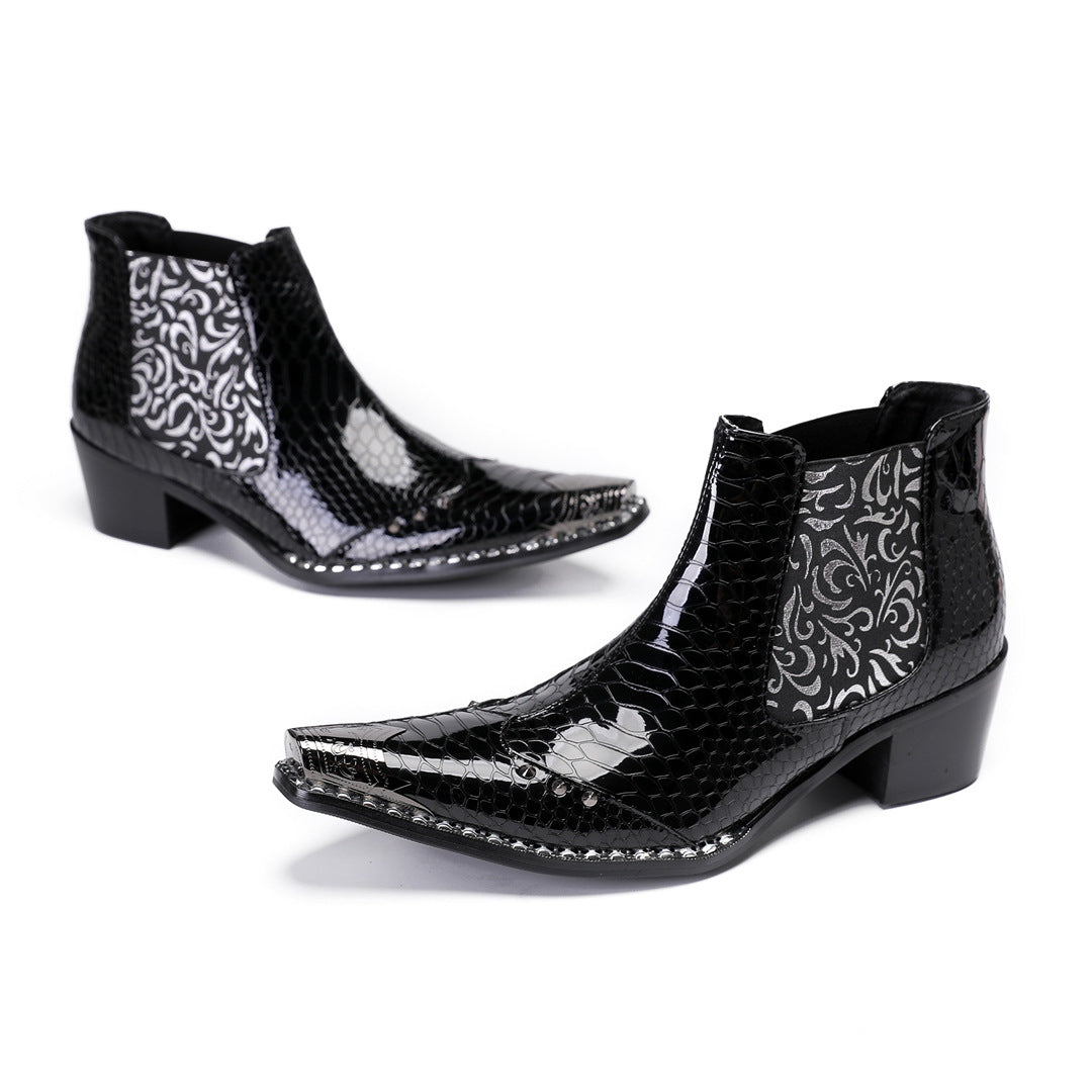 Chelsea boots men's British short boots cowboy boots short boots autumn and winter new leather boots hairstylist Korean version Martin boots men's
