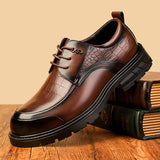 spring new men's business casual leather shoes - versatile lace-up round toe british style
