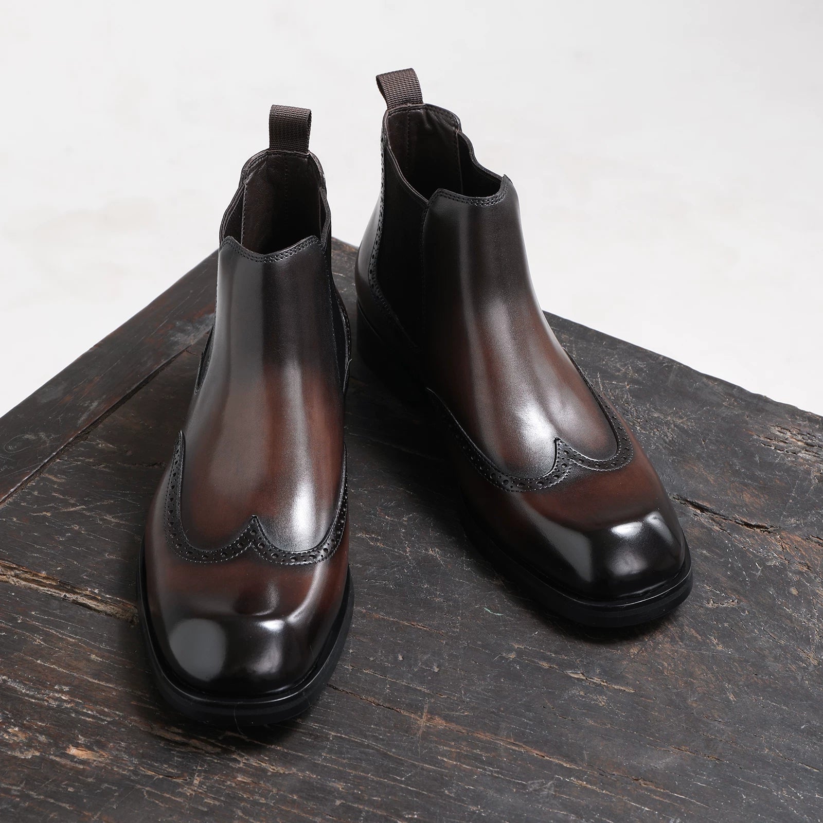 Men's Genuine Leather Martin Boots, Handmade, Square Toe