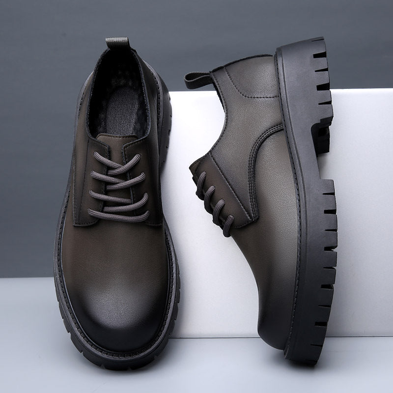 Round toe hidden heel british casualbootslow ankle breathable men's youth workwear trendy k-style bu