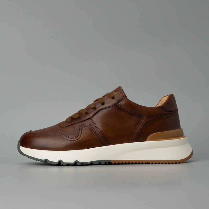 Fashion no. 2 guangzhou thick soleretroclassy handmade shoes genuine leather first layer cowhide argan shoes sports men's trendy shoes