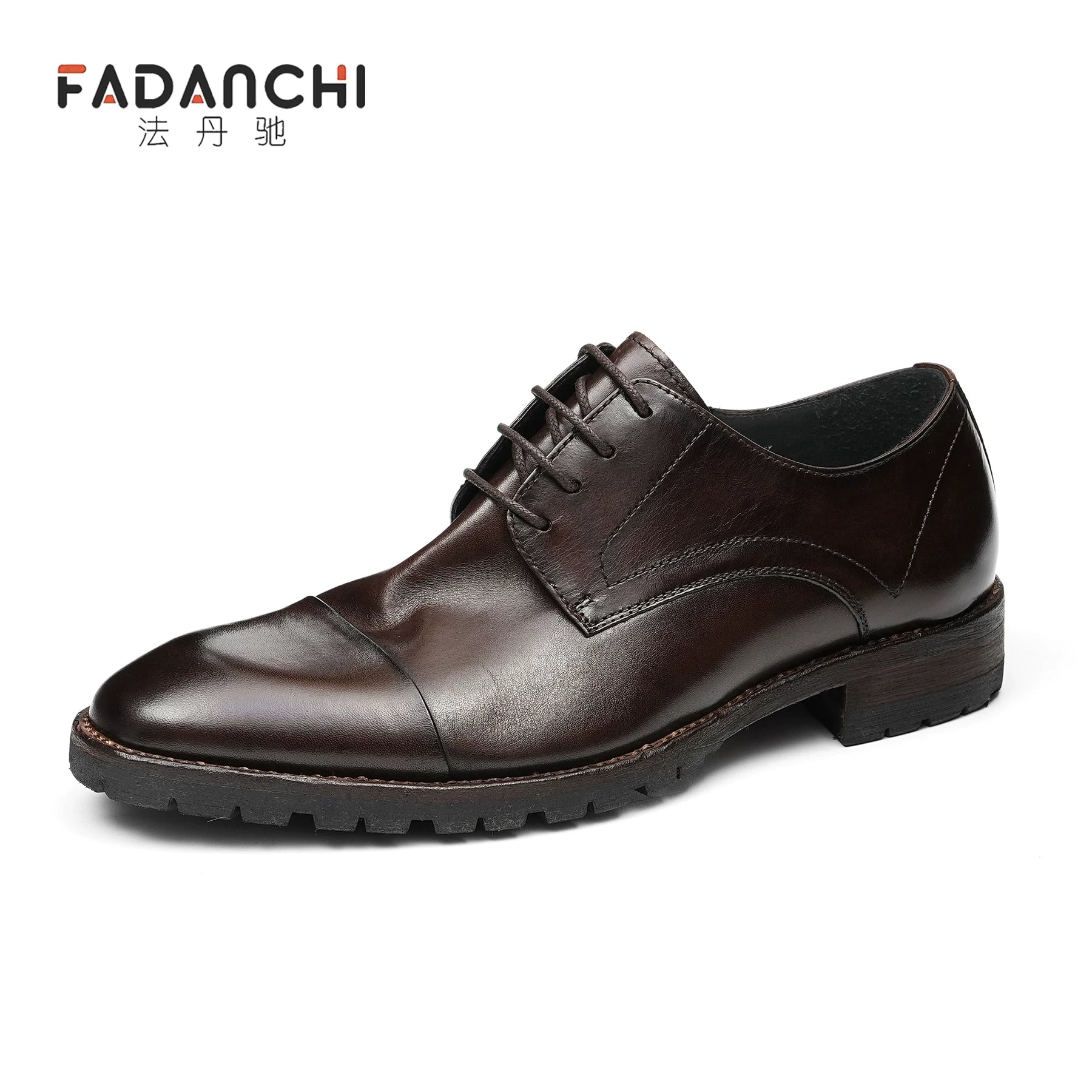 Men's Genuine Leather Derby Shoes, Handmade, Business